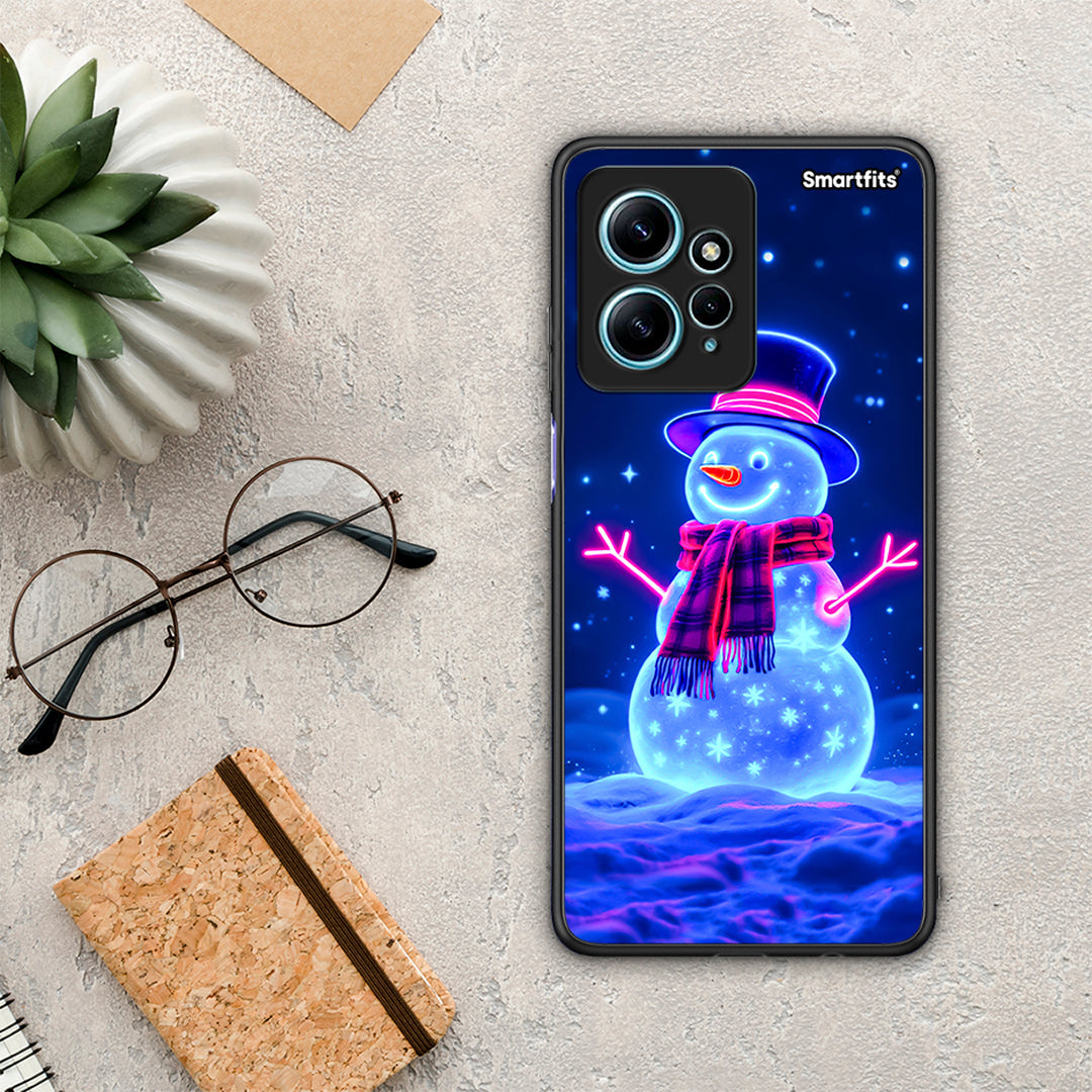 Θήκη Xiaomi Redmi Note 12 4G / Redmi K60 Pro Christmas Neon Snowman από τη Smartfits με σχέδιο στο πίσω μέρος και μαύρο περίβλημα | Xiaomi Redmi Note 12 4G / Redmi K60 Pro Christmas Neon Snowman Case with Colorful Back and Black Bezels