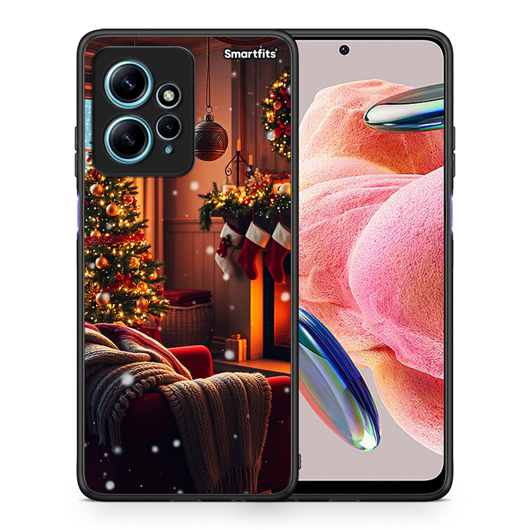 Θήκη Xiaomi Redmi Note 12 4G / Redmi K60 Pro Home For Christmas από τη Smartfits με σχέδιο στο πίσω μέρος και μαύρο περίβλημα | Xiaomi Redmi Note 12 4G / Redmi K60 Pro Home For Christmas Case with Colorful Back and Black Bezels