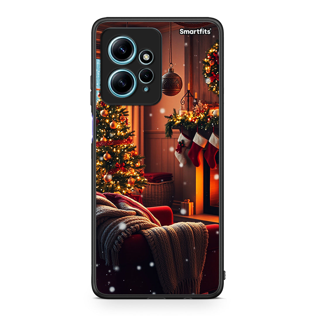 Θήκη Xiaomi Redmi Note 12 4G / Redmi K60 Pro Home For Christmas από τη Smartfits με σχέδιο στο πίσω μέρος και μαύρο περίβλημα | Xiaomi Redmi Note 12 4G / Redmi K60 Pro Home For Christmas Case with Colorful Back and Black Bezels