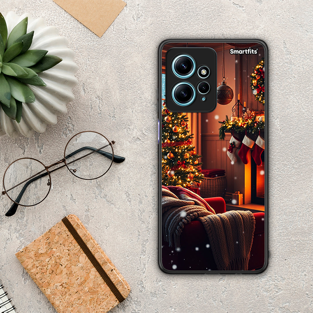 Θήκη Xiaomi Redmi Note 12 4G / Redmi K60 Pro Home For Christmas από τη Smartfits με σχέδιο στο πίσω μέρος και μαύρο περίβλημα | Xiaomi Redmi Note 12 4G / Redmi K60 Pro Home For Christmas Case with Colorful Back and Black Bezels