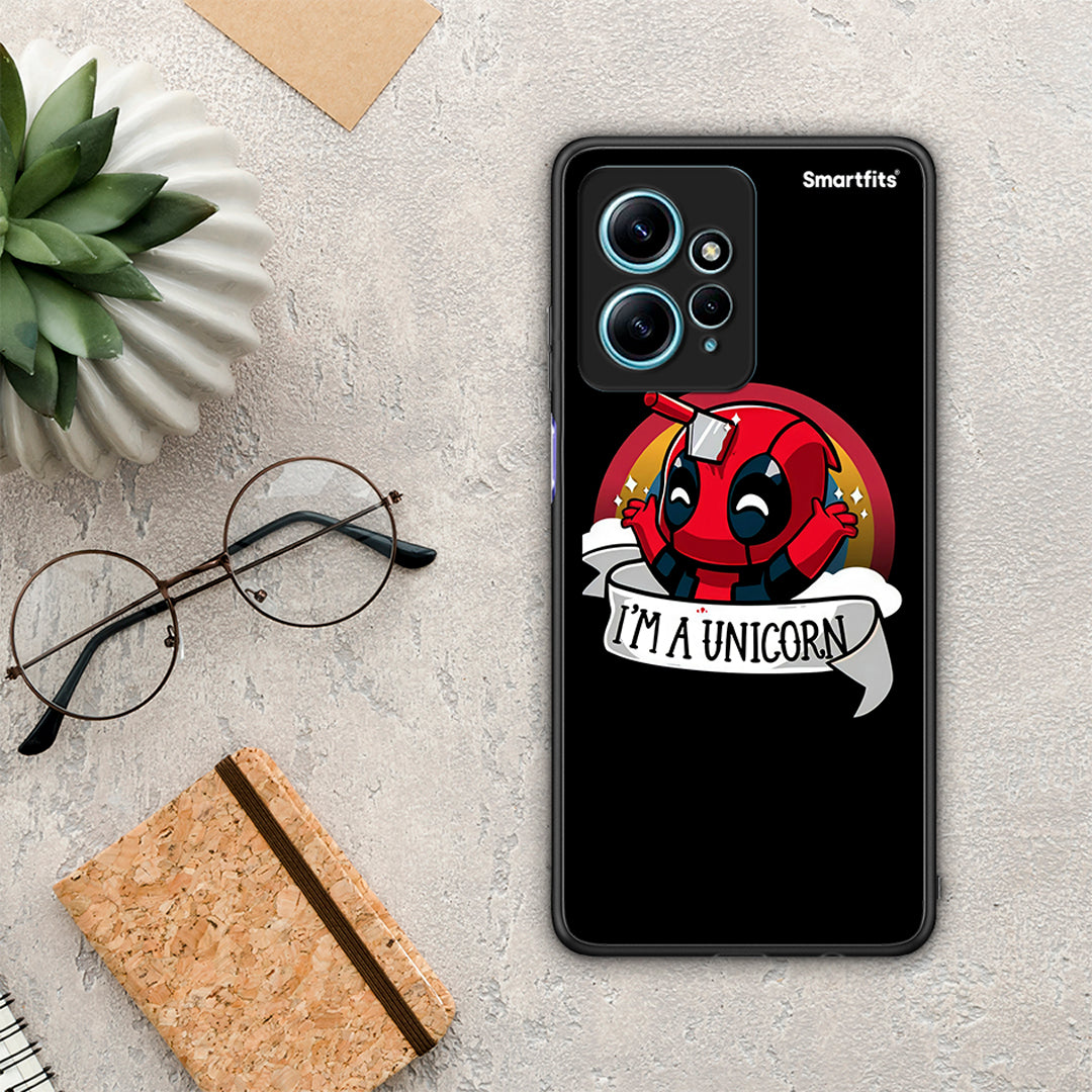 Θήκη Xiaomi Redmi Note 12 4G / Redmi K60 Pro Unicorn Deadpool από τη Smartfits με σχέδιο στο πίσω μέρος και μαύρο περίβλημα | Xiaomi Redmi Note 12 4G / Redmi K60 Pro Unicorn Deadpool Case with Colorful Back and Black Bezels