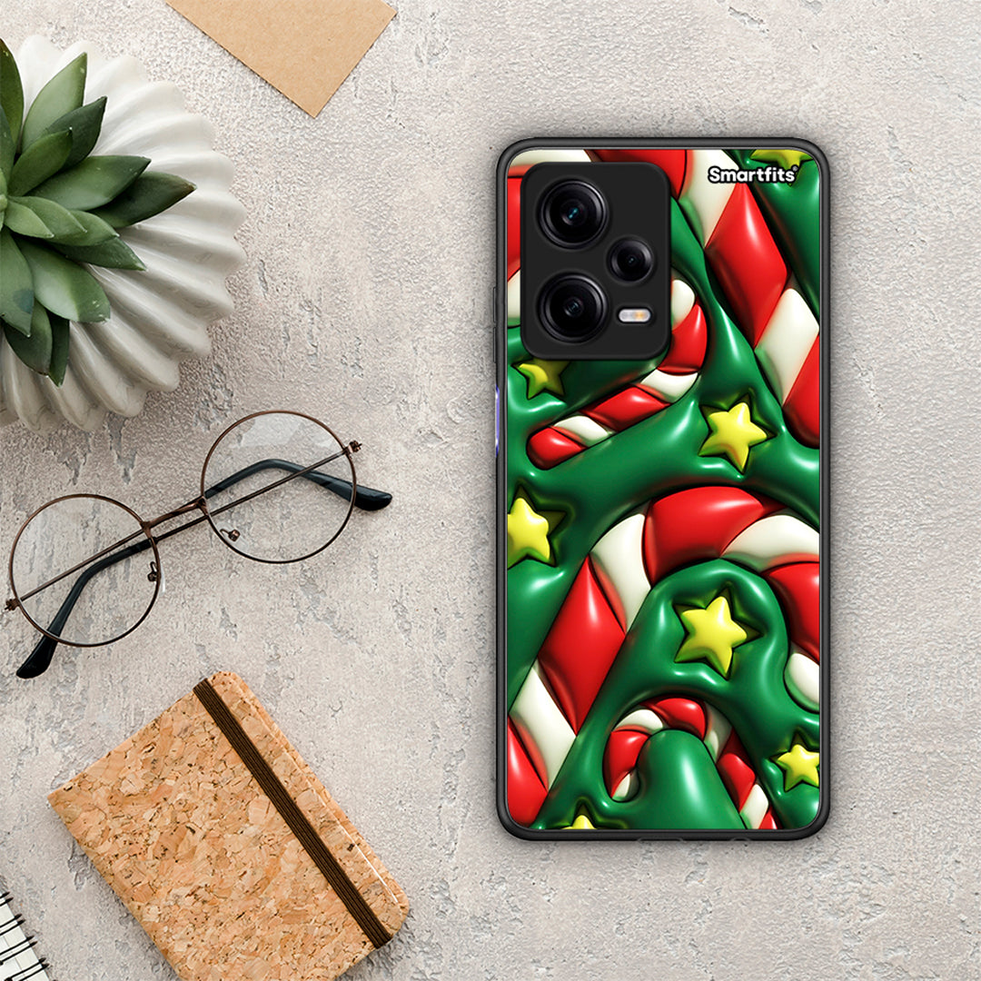 Θήκη Xiaomi Redmi Note 12 Pro 5G Christmas Bubbles από τη Smartfits με σχέδιο στο πίσω μέρος και μαύρο περίβλημα | Xiaomi Redmi Note 12 Pro 5G Christmas Bubbles Case with Colorful Back and Black Bezels