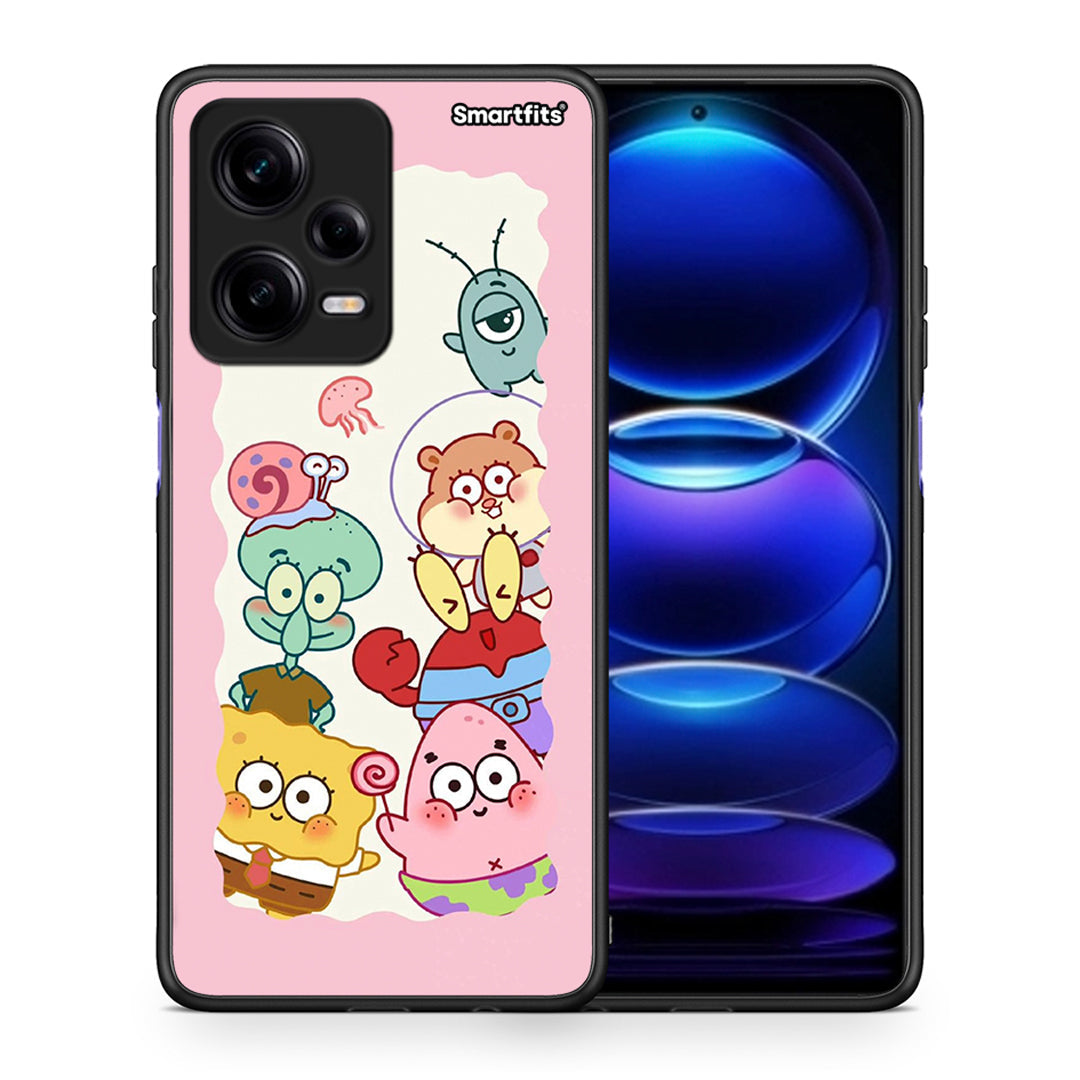 Θήκη Xiaomi Redmi Note 12 Pro 5G Cute Companion από τη Smartfits με σχέδιο στο πίσω μέρος και μαύρο περίβλημα | Xiaomi Redmi Note 12 Pro 5G Cute Companion Case with Colorful Back and Black Bezels