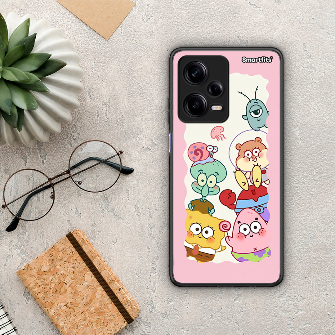 Θήκη Xiaomi Redmi Note 12 Pro 5G Cute Companion από τη Smartfits με σχέδιο στο πίσω μέρος και μαύρο περίβλημα | Xiaomi Redmi Note 12 Pro 5G Cute Companion Case with Colorful Back and Black Bezels