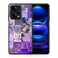 Thumbnail for Θήκη Xiaomi Redmi Note 12 Pro 5G Purple Aesthetic Collage από τη Smartfits με σχέδιο στο πίσω μέρος και μαύρο περίβλημα | Xiaomi Redmi Note 12 Pro 5G Purple Aesthetic Collage Case with Colorful Back and Black Bezels