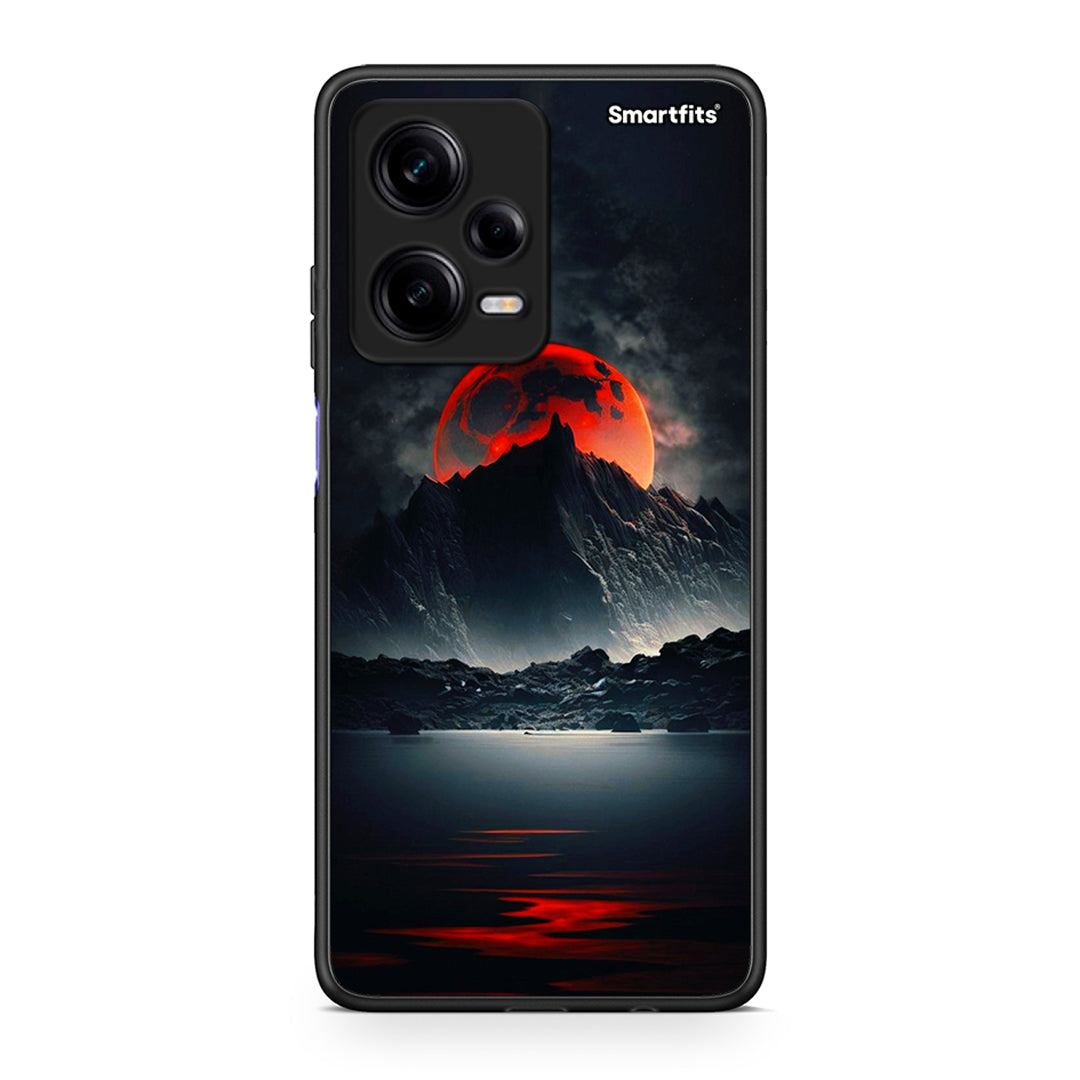 Θήκη Xiaomi Redmi Note 12 Pro 5G Red Full Moon από τη Smartfits με σχέδιο στο πίσω μέρος και μαύρο περίβλημα | Xiaomi Redmi Note 12 Pro 5G Red Full Moon Case with Colorful Back and Black Bezels