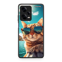 Thumbnail for Θήκη Xiaomi Redmi Note 12 Pro 5G Summer Cat από τη Smartfits με σχέδιο στο πίσω μέρος και μαύρο περίβλημα | Xiaomi Redmi Note 12 Pro 5G Summer Cat Case with Colorful Back and Black Bezels