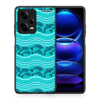 Thumbnail for Θήκη Xiaomi Redmi Note 12 Pro 5G Swimming Dolphins από τη Smartfits με σχέδιο στο πίσω μέρος και μαύρο περίβλημα | Xiaomi Redmi Note 12 Pro 5G Swimming Dolphins Case with Colorful Back and Black Bezels