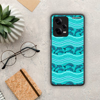 Thumbnail for Θήκη Xiaomi Redmi Note 12 Pro 5G Swimming Dolphins από τη Smartfits με σχέδιο στο πίσω μέρος και μαύρο περίβλημα | Xiaomi Redmi Note 12 Pro 5G Swimming Dolphins Case with Colorful Back and Black Bezels