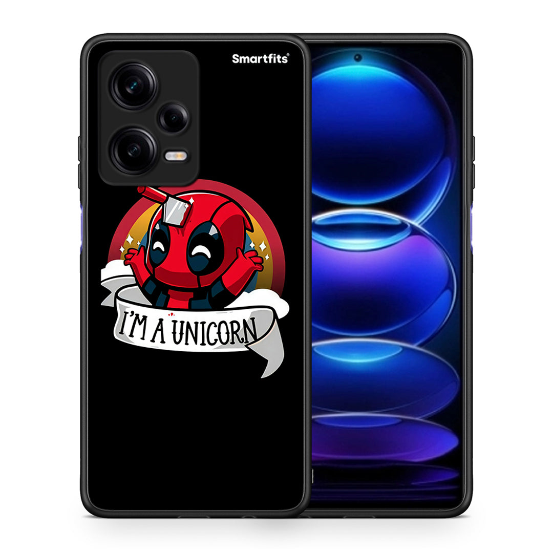 Θήκη Xiaomi Redmi Note 12 Pro 5G Unicorn Deadpool από τη Smartfits με σχέδιο στο πίσω μέρος και μαύρο περίβλημα | Xiaomi Redmi Note 12 Pro 5G Unicorn Deadpool Case with Colorful Back and Black Bezels