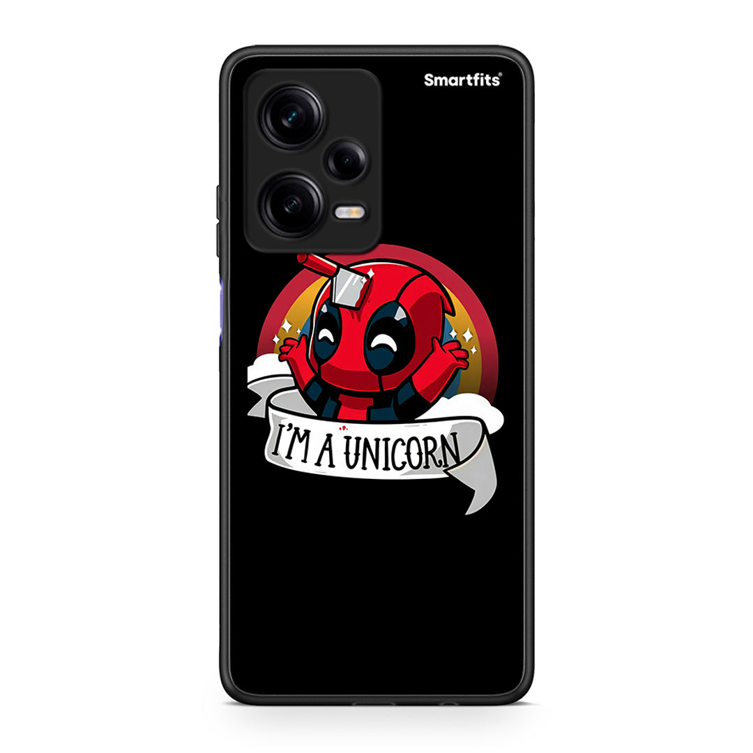 Θήκη Xiaomi Redmi Note 12 Pro 5G Unicorn Deadpool από τη Smartfits με σχέδιο στο πίσω μέρος και μαύρο περίβλημα | Xiaomi Redmi Note 12 Pro 5G Unicorn Deadpool Case with Colorful Back and Black Bezels