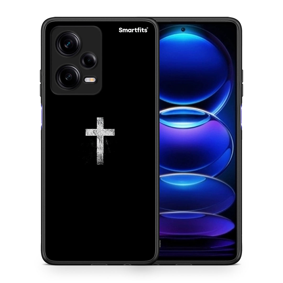 Θήκη Xiaomi Redmi Note 12 Pro 5G White Cross από τη Smartfits με σχέδιο στο πίσω μέρος και μαύρο περίβλημα | Xiaomi Redmi Note 12 Pro 5G White Cross Case with Colorful Back and Black Bezels