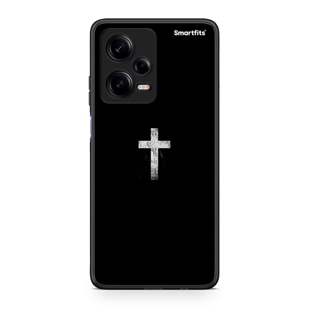 Θήκη Xiaomi Redmi Note 12 Pro 5G White Cross από τη Smartfits με σχέδιο στο πίσω μέρος και μαύρο περίβλημα | Xiaomi Redmi Note 12 Pro 5G White Cross Case with Colorful Back and Black Bezels