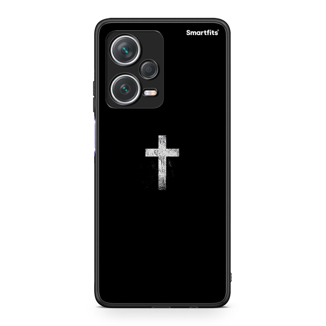 Xiaomi Redmi Note 12 Pro+ / 12 Pro Discovery White Cross θήκη από τη Smartfits με σχέδιο στο πίσω μέρος και μαύρο περίβλημα | Smartphone case with colorful back and black bezels by Smartfits