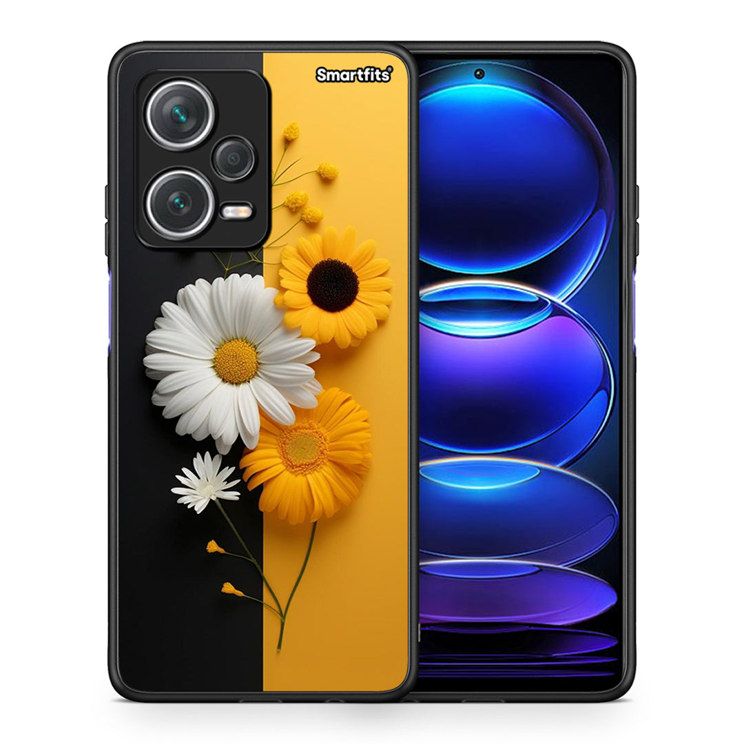 Θήκη Xiaomi Redmi Note 12 Pro+ / 12 Pro Discovery Yellow Daisies από τη Smartfits με σχέδιο στο πίσω μέρος και μαύρο περίβλημα | Xiaomi Redmi Note 12 Pro+ / 12 Pro Discovery Yellow Daisies case with colorful back and black bezels