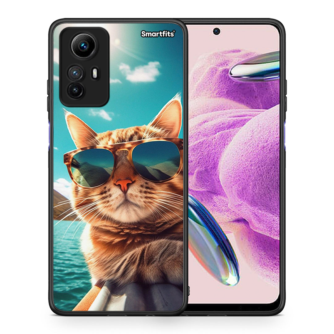 Θήκη Xiaomi Redmi Note 12S / Redmi K60 Pro Summer Cat από τη Smartfits με σχέδιο στο πίσω μέρος και μαύρο περίβλημα | Xiaomi Redmi Note 12S / Redmi K60 Pro Summer Cat Case with Colorful Back and Black Bezels