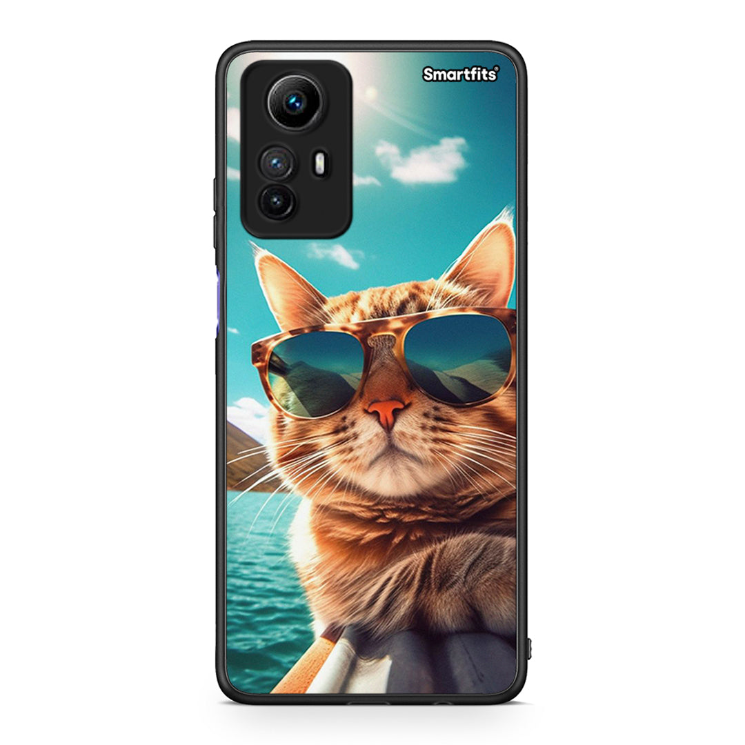 Θήκη Xiaomi Redmi Note 12S / Redmi K60 Pro Summer Cat από τη Smartfits με σχέδιο στο πίσω μέρος και μαύρο περίβλημα | Xiaomi Redmi Note 12S / Redmi K60 Pro Summer Cat Case with Colorful Back and Black Bezels