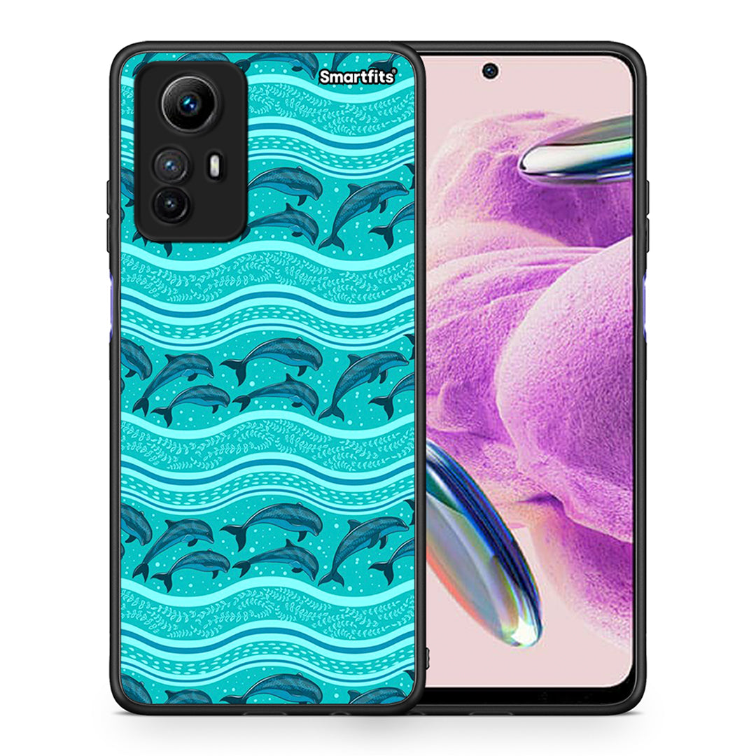 Θήκη Xiaomi Redmi Note 12S / Redmi K60 Pro Swimming Dolphins από τη Smartfits με σχέδιο στο πίσω μέρος και μαύρο περίβλημα | Xiaomi Redmi Note 12S / Redmi K60 Pro Swimming Dolphins Case with Colorful Back and Black Bezels