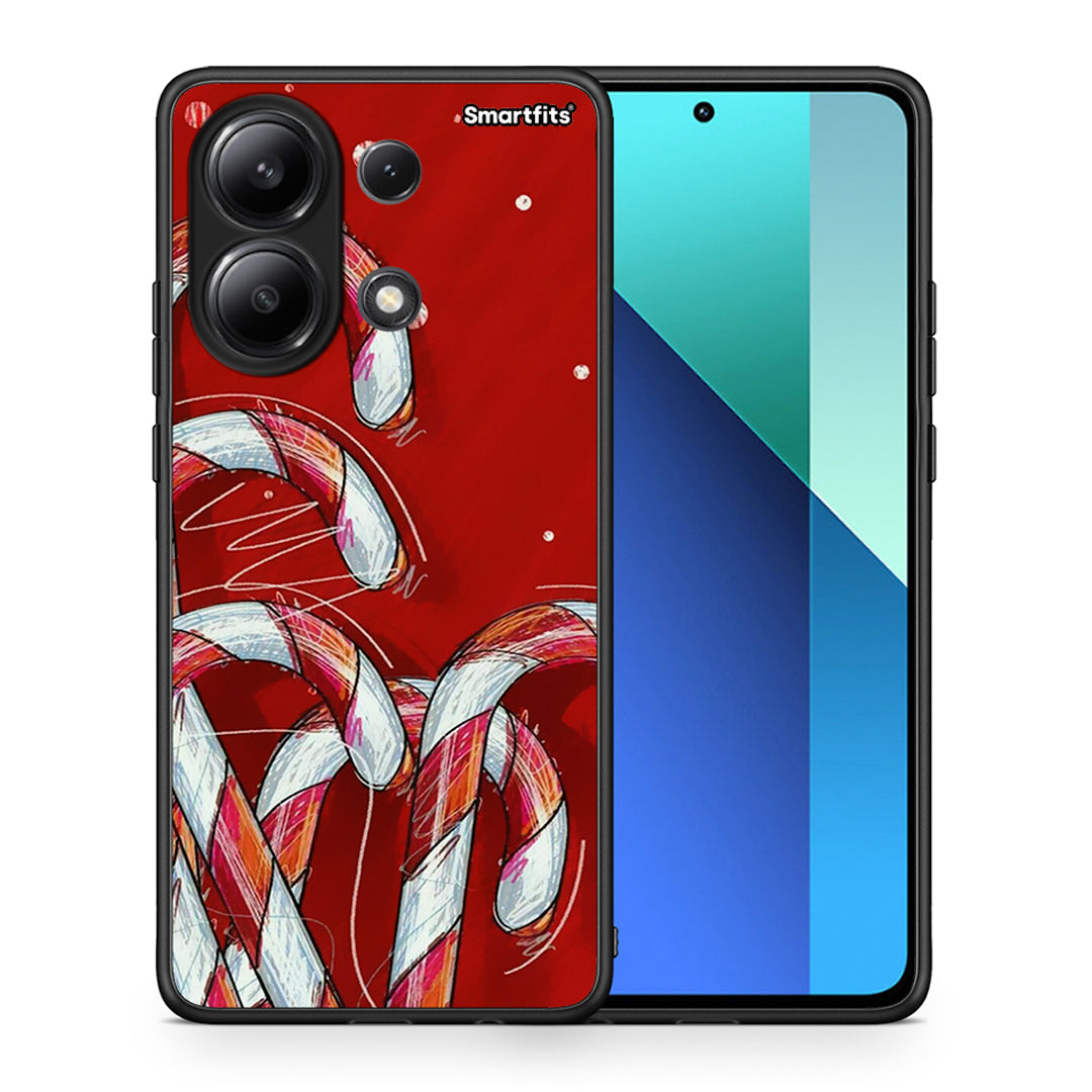 Θήκη Xiaomi Redmi Note 13 4G Candy Cane από τη Smartfits με σχέδιο στο πίσω μέρος και μαύρο περίβλημα | Xiaomi Redmi Note 13 4G Candy Cane case with colorful back and black bezels