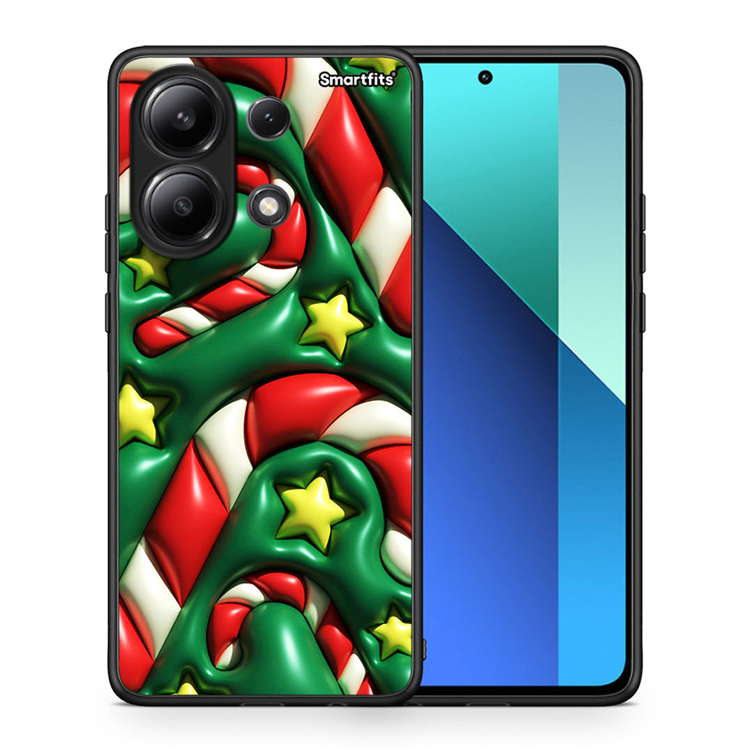 Θήκη Xiaomi Redmi Note 13 4G Christmas Bubbles από τη Smartfits με σχέδιο στο πίσω μέρος και μαύρο περίβλημα | Xiaomi Redmi Note 13 4G Christmas Bubbles case with colorful back and black bezels