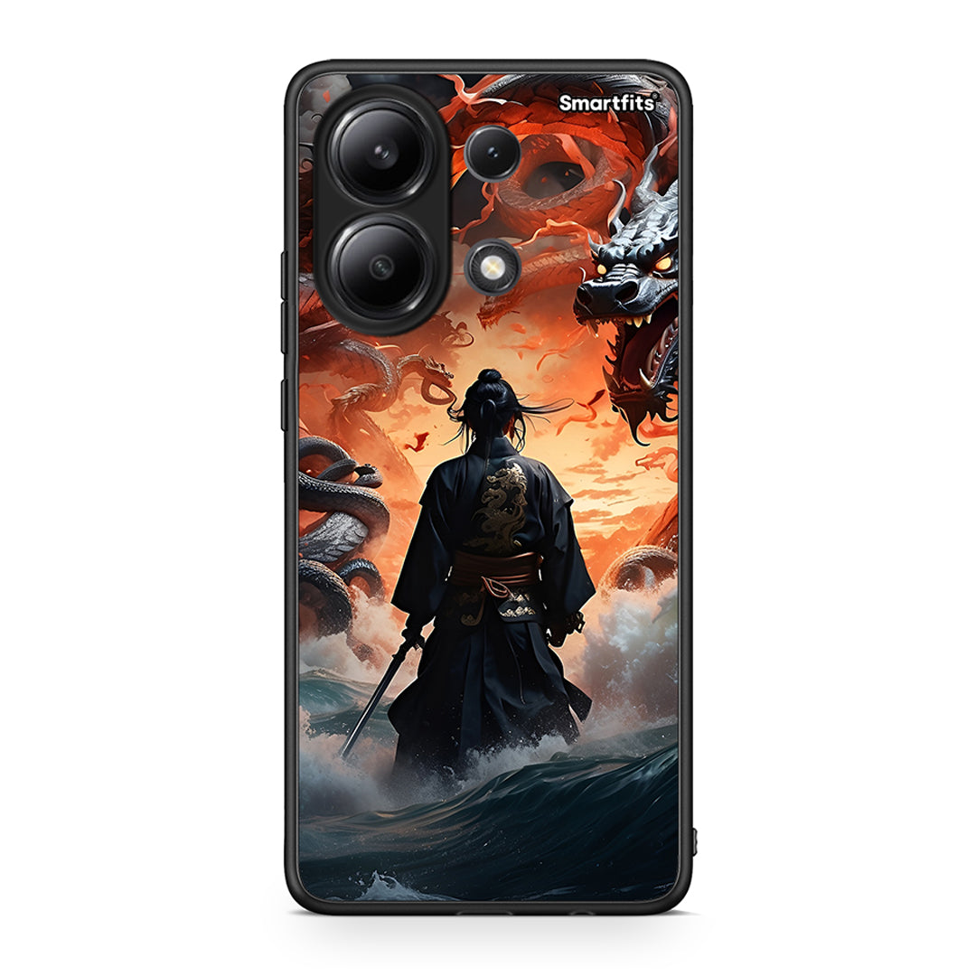 Xiaomi Redmi Note 13 4G Dragons Fight θήκη από τη Smartfits με σχέδιο στο πίσω μέρος και μαύρο περίβλημα | Smartphone case with colorful back and black bezels by Smartfits