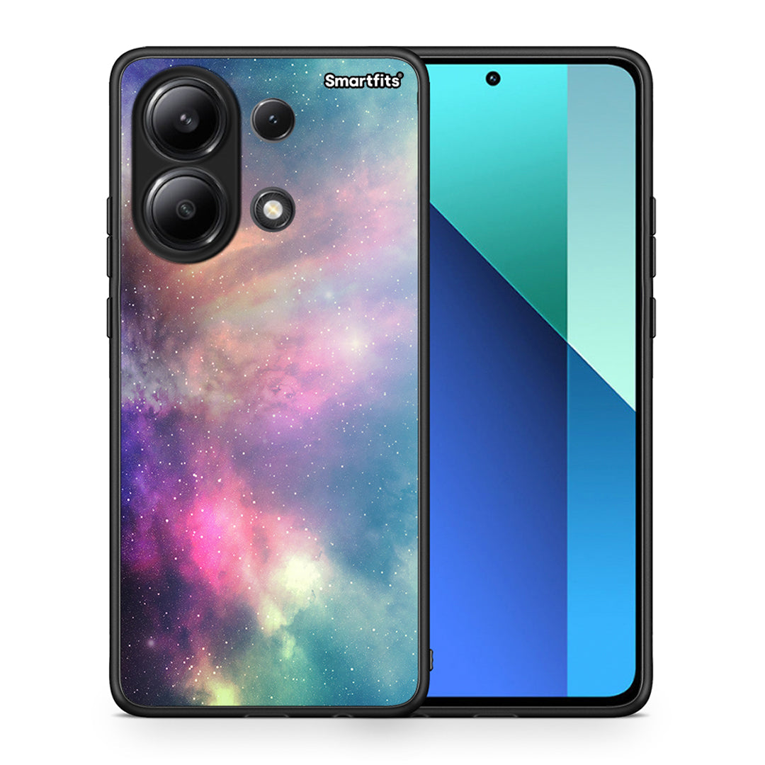 Θήκη Xiaomi Redmi Note 13 4G Rainbow Galaxy από τη Smartfits με σχέδιο στο πίσω μέρος και μαύρο περίβλημα | Xiaomi Redmi Note 13 4G Rainbow Galaxy case with colorful back and black bezels