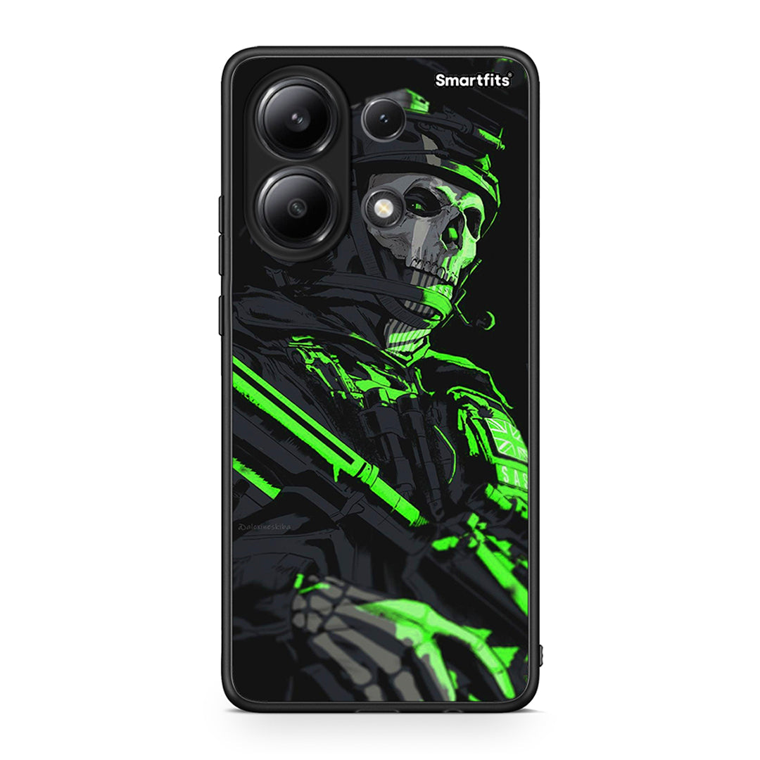 Xiaomi Redmi Note 13 4G Green Soldier Θήκη Αγίου Βαλεντίνου από τη Smartfits με σχέδιο στο πίσω μέρος και μαύρο περίβλημα | Smartphone case with colorful back and black bezels by Smartfits