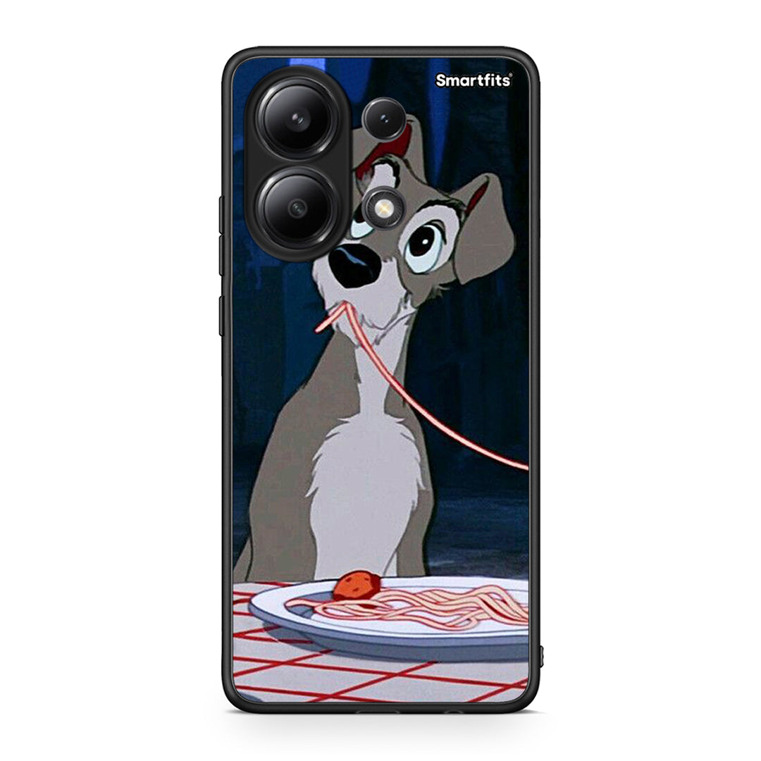 Xiaomi Redmi Note 13 4G Lady And Tramp 1 Θήκη Αγίου Βαλεντίνου από τη Smartfits με σχέδιο στο πίσω μέρος και μαύρο περίβλημα | Smartphone case with colorful back and black bezels by Smartfits