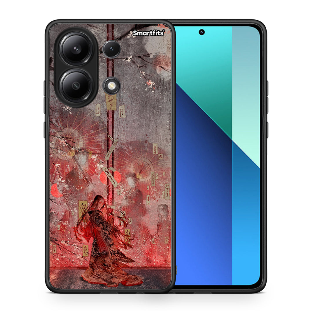 Θήκη Xiaomi Redmi Note 13 4G Nezuko Kamado από τη Smartfits με σχέδιο στο πίσω μέρος και μαύρο περίβλημα | Xiaomi Redmi Note 13 4G Nezuko Kamado case with colorful back and black bezels