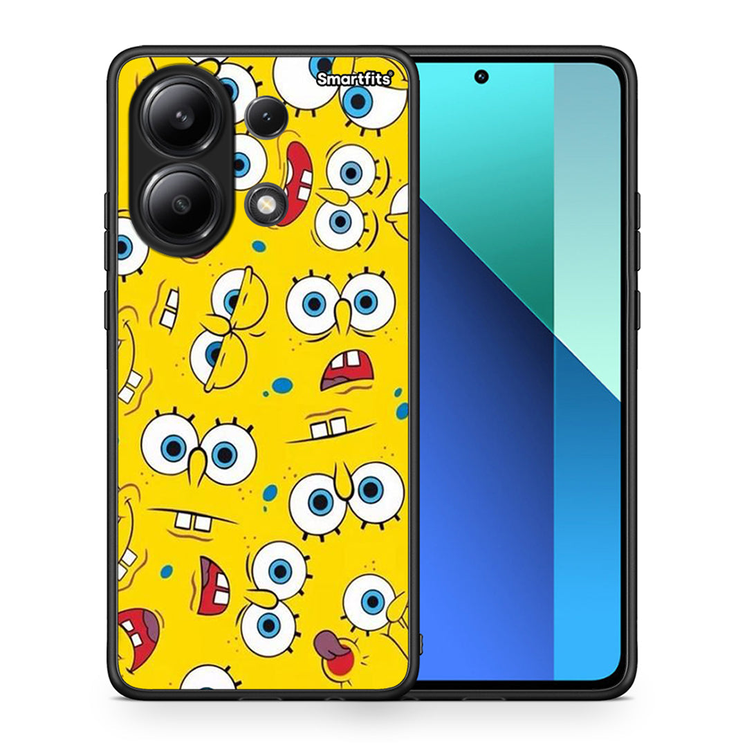 Θήκη Xiaomi Redmi Note 13 4G Sponge PopArt από τη Smartfits με σχέδιο στο πίσω μέρος και μαύρο περίβλημα | Xiaomi Redmi Note 13 4G Sponge PopArt case with colorful back and black bezels