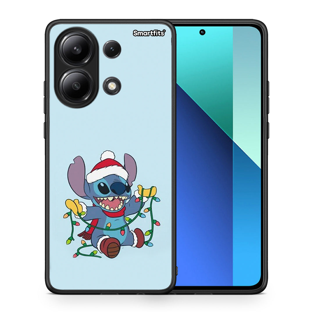 Θήκη Xiaomi Redmi Note 13 4G Santa Stich από τη Smartfits με σχέδιο στο πίσω μέρος και μαύρο περίβλημα | Xiaomi Redmi Note 13 4G Santa Stich case with colorful back and black bezels