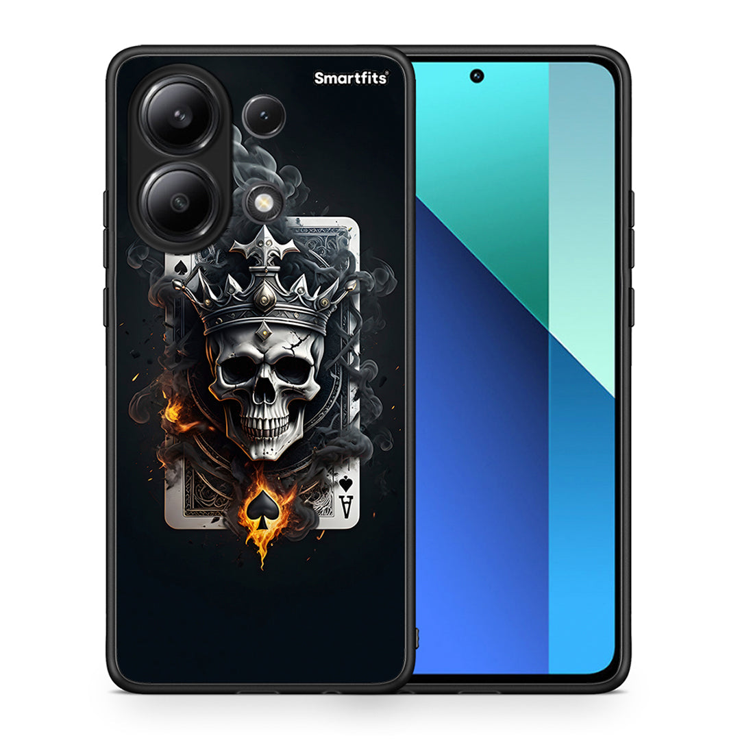 Θήκη Xiaomi Redmi Note 13 4G Skull King Ace από τη Smartfits με σχέδιο στο πίσω μέρος και μαύρο περίβλημα | Xiaomi Redmi Note 13 4G Skull King Ace case with colorful back and black bezels