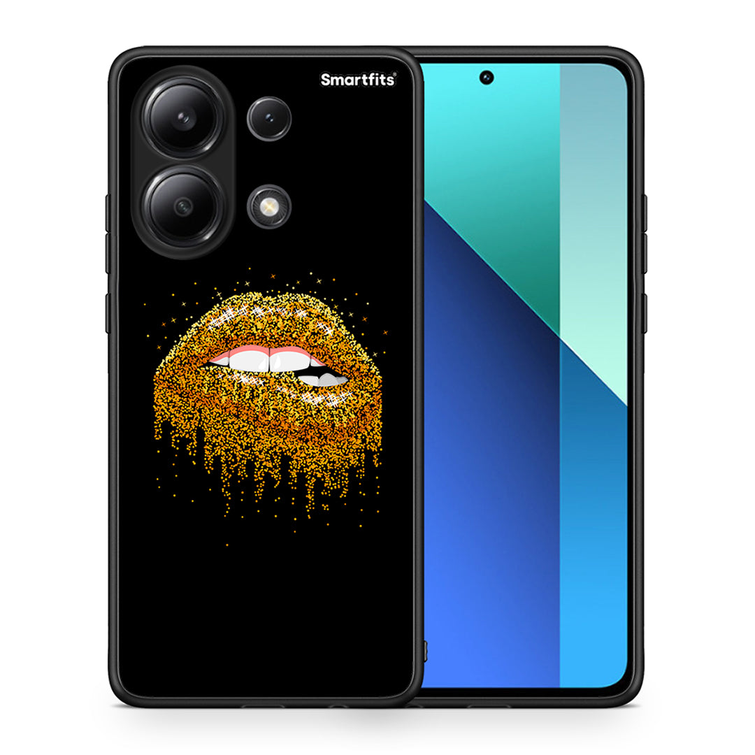 Θήκη Xiaomi Redmi Note 13 4G Golden Valentine από τη Smartfits με σχέδιο στο πίσω μέρος και μαύρο περίβλημα | Xiaomi Redmi Note 13 4G Golden Valentine case with colorful back and black bezels