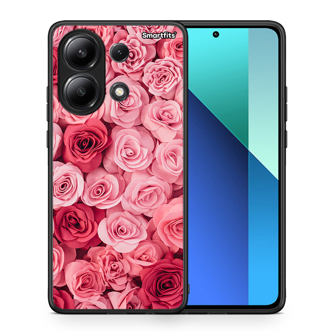 Θήκη Xiaomi Redmi Note 13 4G RoseGarden Valentine από τη Smartfits με σχέδιο στο πίσω μέρος και μαύρο περίβλημα | Xiaomi Redmi Note 13 4G RoseGarden Valentine case with colorful back and black bezels