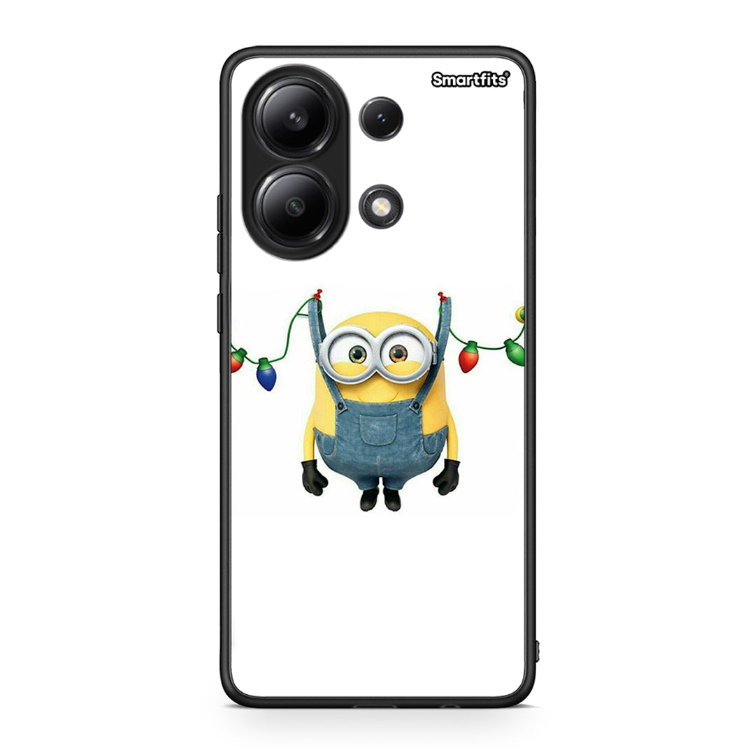 Xiaomi Redmi Note 13 4G Xmas Minion Lights θήκη από τη Smartfits με σχέδιο στο πίσω μέρος και μαύρο περίβλημα | Smartphone case with colorful back and black bezels by Smartfits