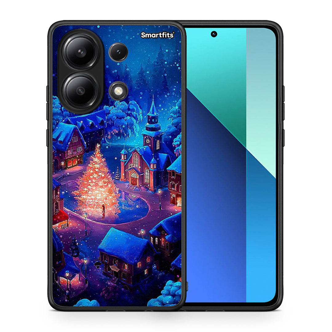 Θήκη Xiaomi Redmi Note 13 4G Xmas Village από τη Smartfits με σχέδιο στο πίσω μέρος και μαύρο περίβλημα | Xiaomi Redmi Note 13 4G Xmas Village case with colorful back and black bezels