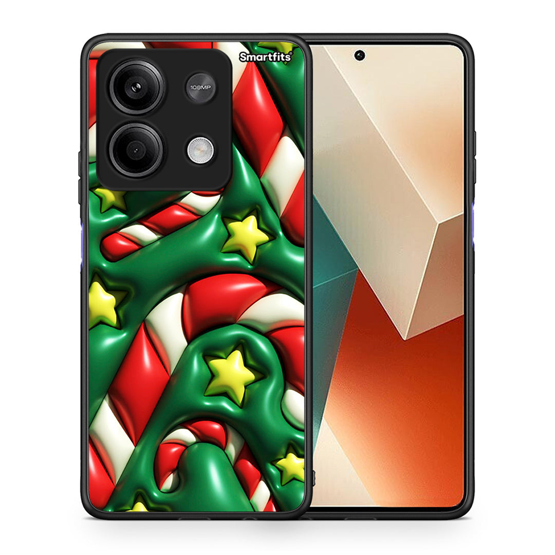 Θήκη Xiaomi Redmi Note 13 5G Christmas Bubbles από τη Smartfits με σχέδιο στο πίσω μέρος και μαύρο περίβλημα | Xiaomi Redmi Note 13 5G Christmas Bubbles case with colorful back and black bezels