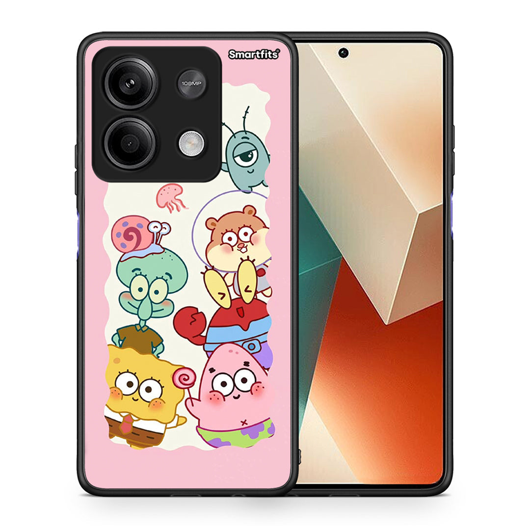 Θήκη Xiaomi Redmi Note 13 5G Cute Companion από τη Smartfits με σχέδιο στο πίσω μέρος και μαύρο περίβλημα | Xiaomi Redmi Note 13 5G Cute Companion case with colorful back and black bezels