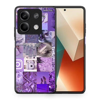 Thumbnail for Θήκη Xiaomi Redmi Note 13 5G Purple Aesthetic Collage από τη Smartfits με σχέδιο στο πίσω μέρος και μαύρο περίβλημα | Xiaomi Redmi Note 13 5G Purple Aesthetic Collage case with colorful back and black bezels