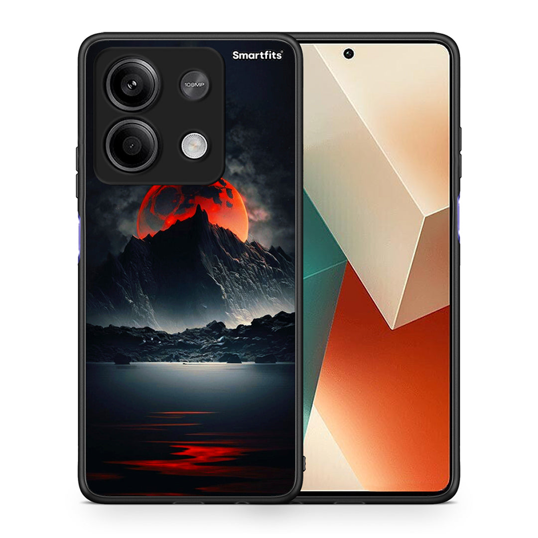 Θήκη Xiaomi Redmi Note 13 5G Red Full Moon από τη Smartfits με σχέδιο στο πίσω μέρος και μαύρο περίβλημα | Xiaomi Redmi Note 13 5G Red Full Moon case with colorful back and black bezels