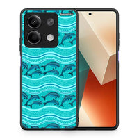 Thumbnail for Θήκη Xiaomi Redmi Note 13 5G Swimming Dolphins από τη Smartfits με σχέδιο στο πίσω μέρος και μαύρο περίβλημα | Xiaomi Redmi Note 13 5G Swimming Dolphins case with colorful back and black bezels