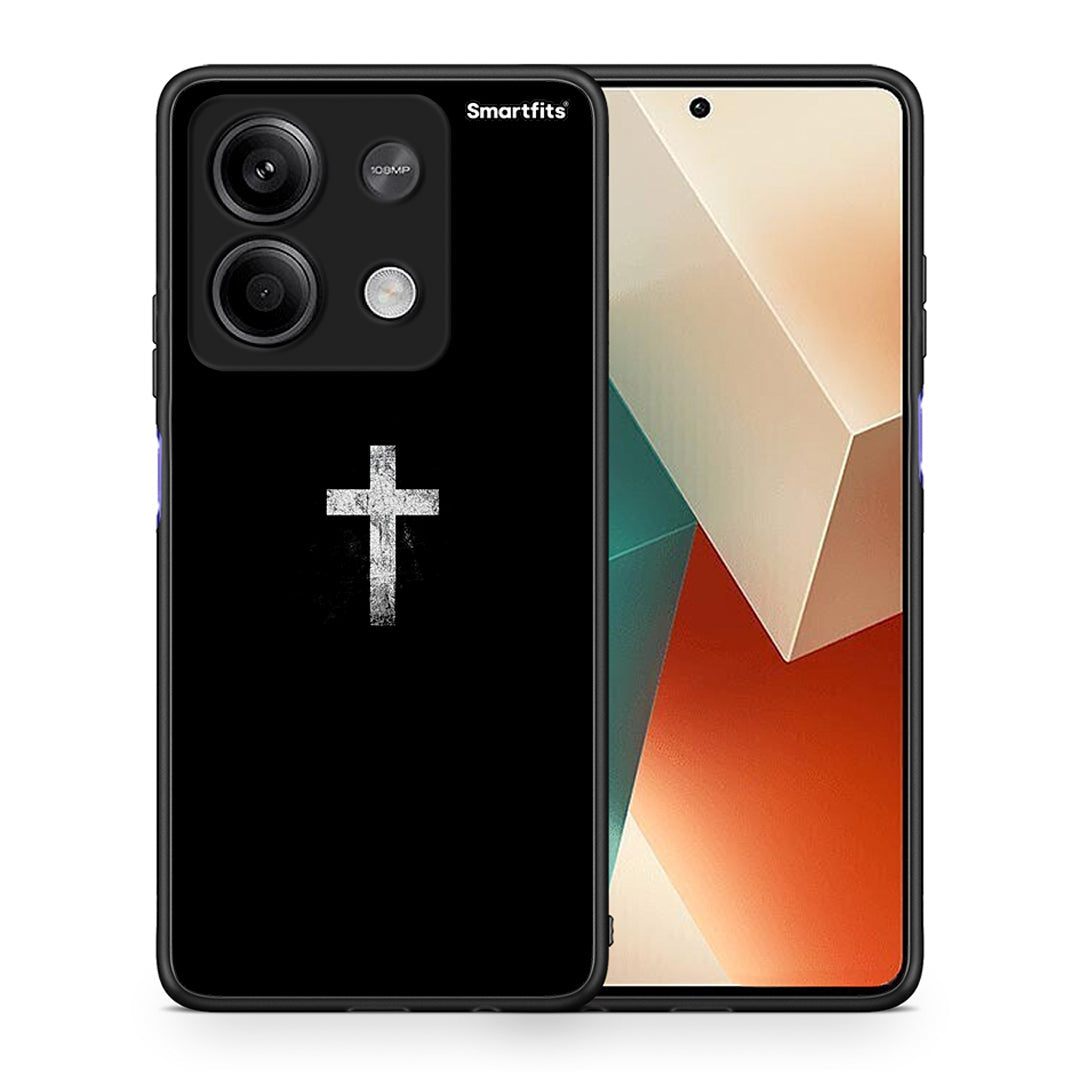 Θήκη Xiaomi Redmi Note 13 5G White Cross από τη Smartfits με σχέδιο στο πίσω μέρος και μαύρο περίβλημα | Xiaomi Redmi Note 13 5G White Cross case with colorful back and black bezels