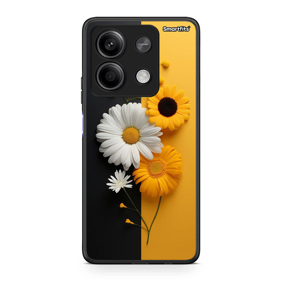 Xiaomi Redmi Note 13 5G Yellow Daisies θήκη από τη Smartfits με σχέδιο στο πίσω μέρος και μαύρο περίβλημα | Smartphone case with colorful back and black bezels by Smartfits