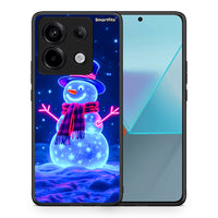 Thumbnail for Θήκη Xiaomi Redmi Note 13 Pro 5G Christmas Neon Snowman από τη Smartfits με σχέδιο στο πίσω μέρος και μαύρο περίβλημα | Xiaomi Redmi Note 13 Pro 5G Christmas Neon Snowman case with colorful back and black bezels