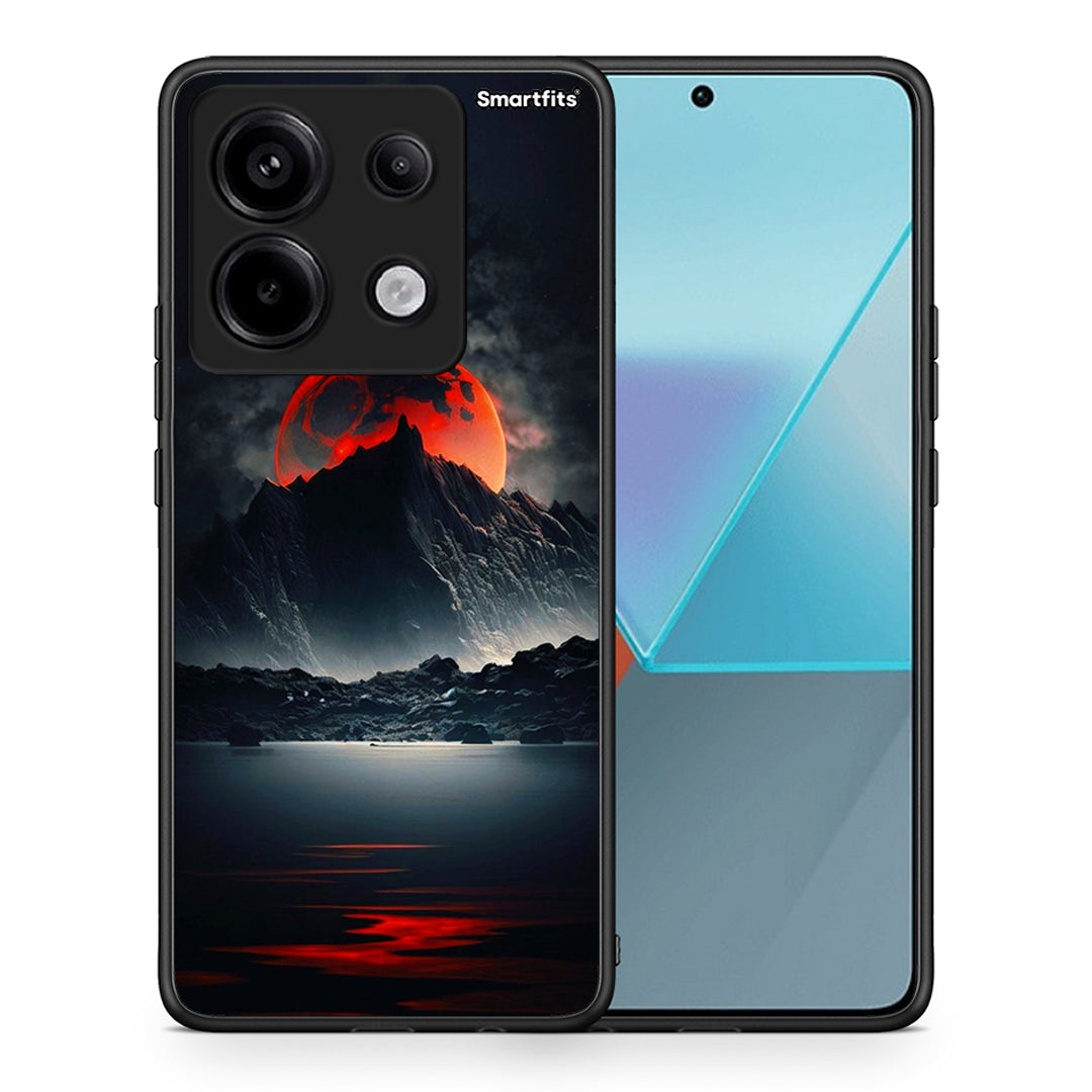 Θήκη Xiaomi Redmi Note 13 Pro 5G Red Full Moon από τη Smartfits με σχέδιο στο πίσω μέρος και μαύρο περίβλημα | Xiaomi Redmi Note 13 Pro 5G Red Full Moon case with colorful back and black bezels