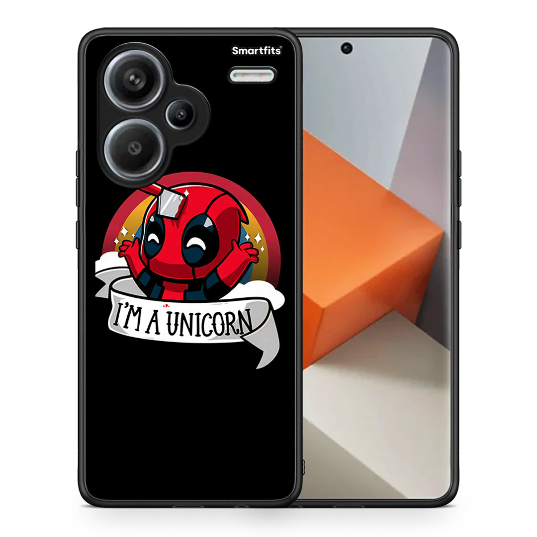 Θήκη Xiaomi Redmi Note 13 Pro Plus 5G Unicorn Deadpool από τη Smartfits με σχέδιο στο πίσω μέρος και μαύρο περίβλημα | Xiaomi Redmi Note 13 Pro Plus 5G Unicorn Deadpool case with colorful back and black bezels