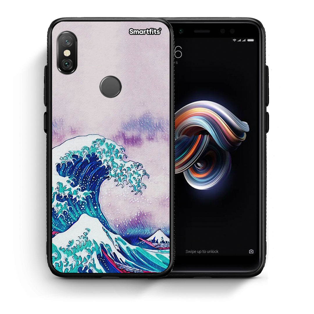 Θήκη Xiaomi Redmi Note 5 Blue Waves από τη Smartfits με σχέδιο στο πίσω μέρος και μαύρο περίβλημα | Xiaomi Redmi Note 5 Blue Waves case with colorful back and black bezels