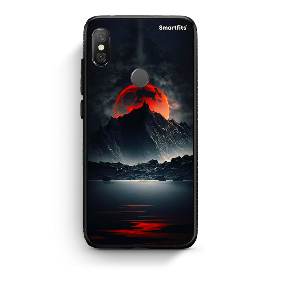 Xiaomi Redmi Note 5 Red Full Moon θήκη από τη Smartfits με σχέδιο στο πίσω μέρος και μαύρο περίβλημα | Smartphone case with colorful back and black bezels by Smartfits