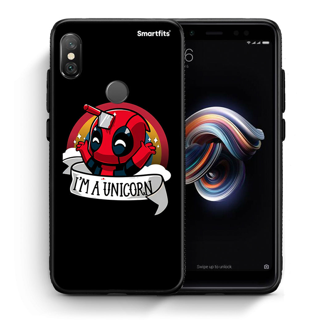 Θήκη Xiaomi Redmi Note 5 Unicorn Deadpool από τη Smartfits με σχέδιο στο πίσω μέρος και μαύρο περίβλημα | Xiaomi Redmi Note 5 Unicorn Deadpool case with colorful back and black bezels