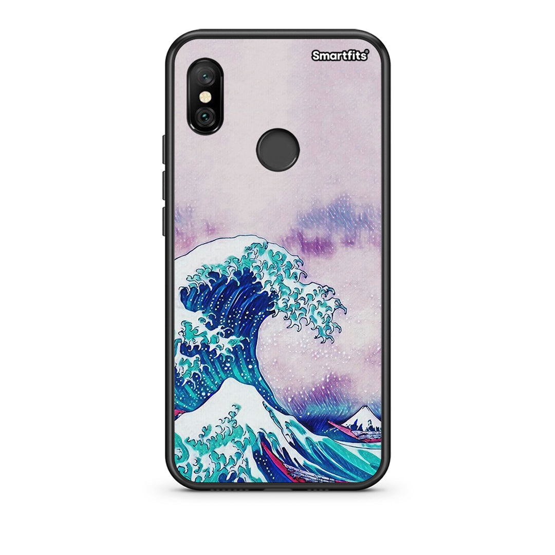 Xiaomi Redmi Note 6 Pro Blue Waves θήκη από τη Smartfits με σχέδιο στο πίσω μέρος και μαύρο περίβλημα | Smartphone case with colorful back and black bezels by Smartfits